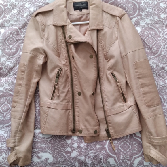 beige faux leather jacket - Picture 1 of 5